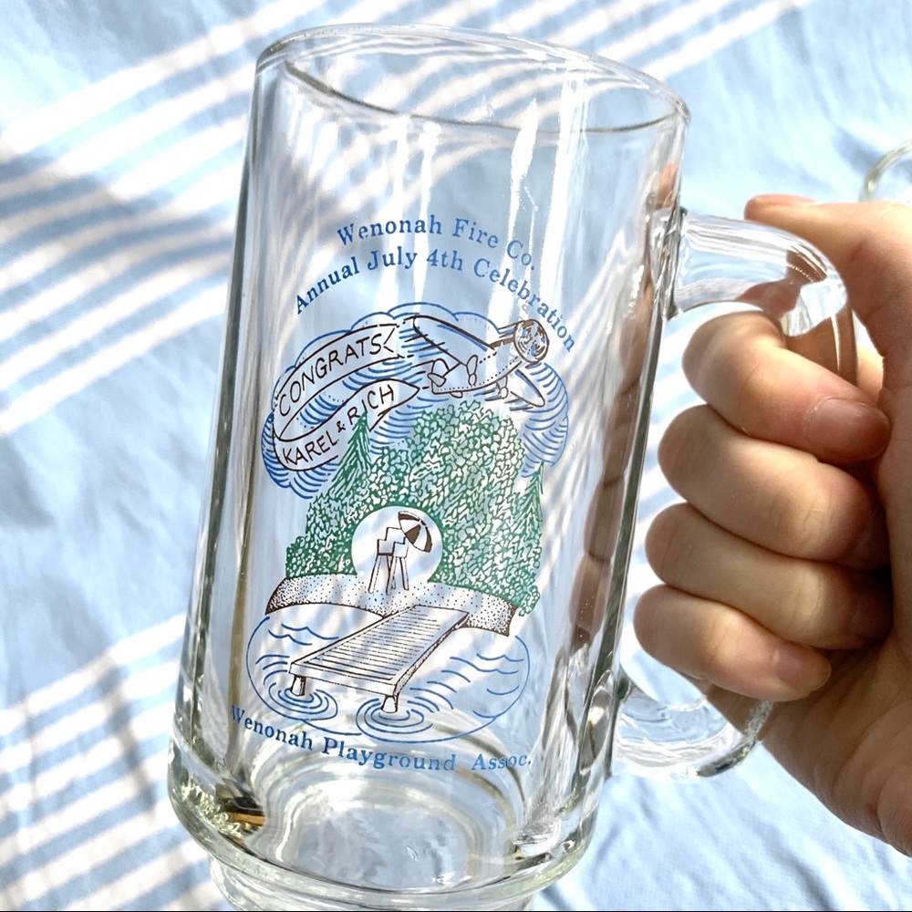 3 Vintage Glass Beer Mugs - Picture 7 of 11